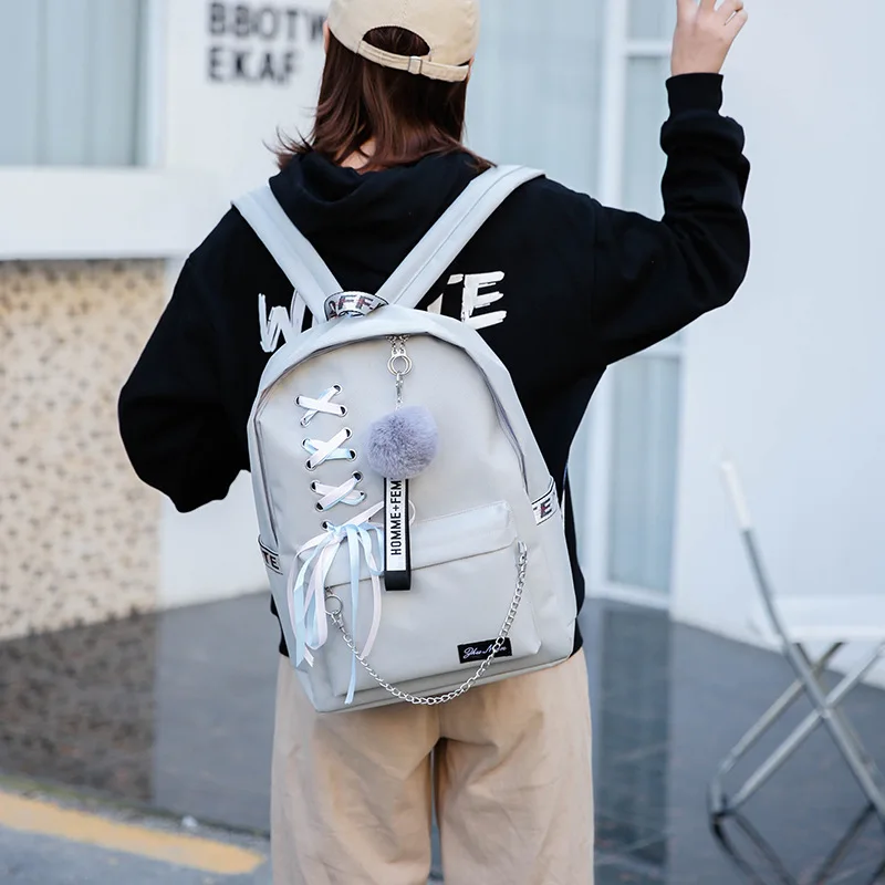 5 шт./компл. рюкзак для студентов с ленточной цепочкой дорожный сумки девочек