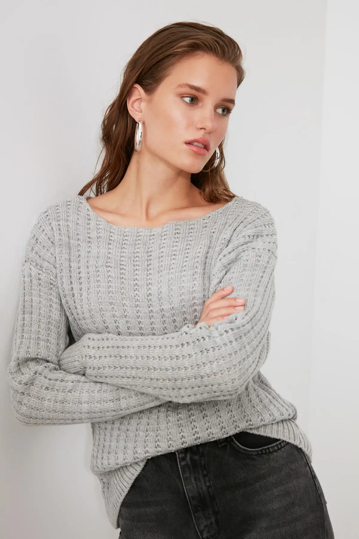 

Trendyol Mesh Detailed Knitwear Sweater TWOAW21KZ1509