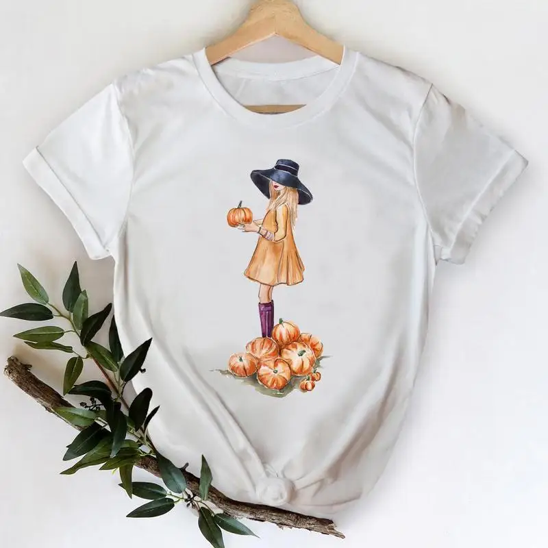 

Clothing Watercolor Friends Happy Women Autumn Fall Thanksgiving Halloween Tshirt T Female Graphic Tees 90s Top Print T-Shirt