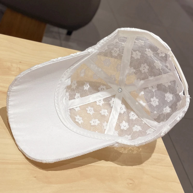 

Lace Flowers Hat New Ladies Summer Baseball Cap Breathable Cap For Women Mesh Girls Snapback Hip Hop Fashion Female Caps