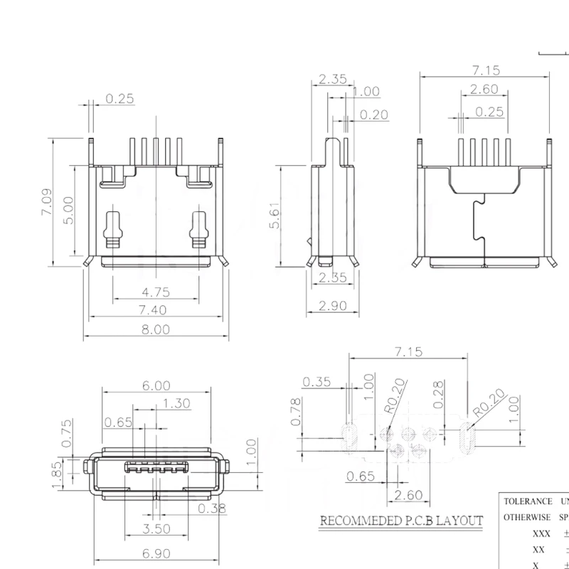 

10 Pcs Micro USB Type B Female Socket 180 Degree 5-Pin SMD SMT Soldering Jack