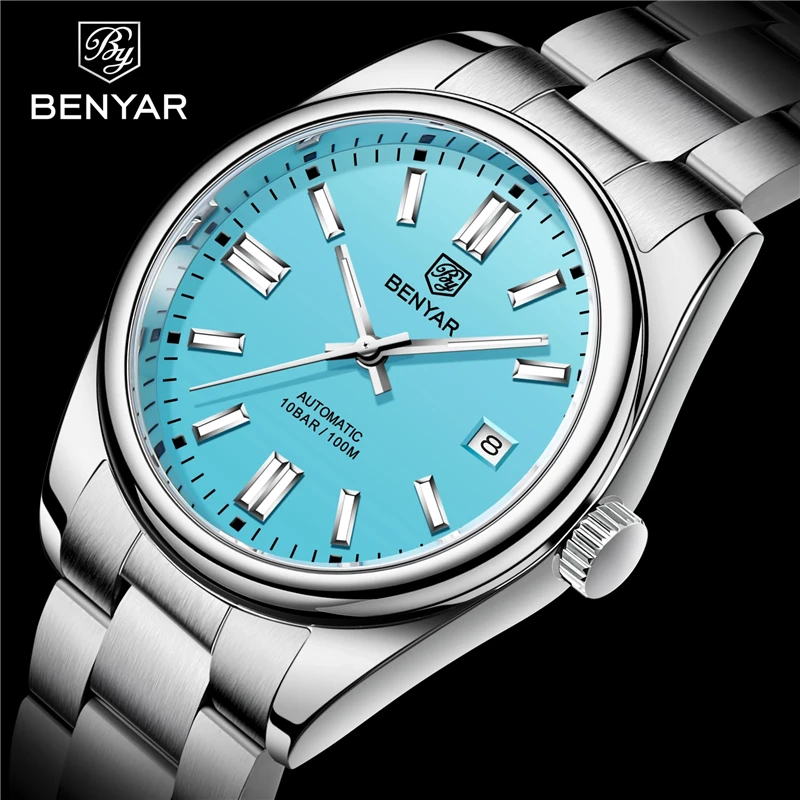 2021 New BENYAR 39mm Luxury Men Mechanical Wristwatches 10Bar Waterproof Automatic Watch Men Stainless Steel Diving Reloj Hombre