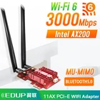 Сетевая карта EDUP EP-9636GS 3000M, двухдиапазонный 802.11AX Wifi 6 AX200 PCI-e PCI Express Bluetooth 5,0 PCI Wifi адаптер с радиатором