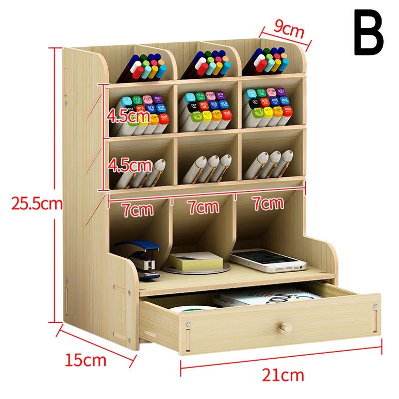 

New Office Desk Organizer Desktop Pen Pencil Holder Container Storage Box Portable with Drawer NE