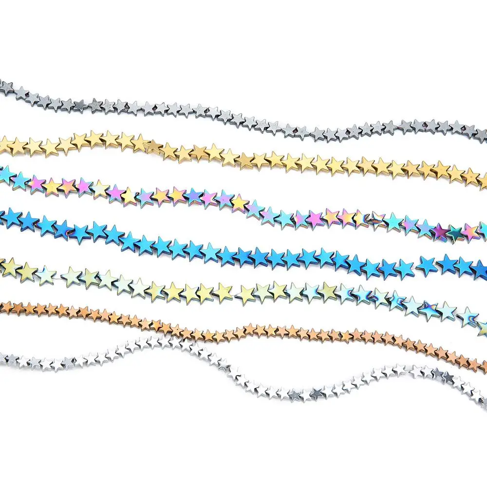 

6/8/10mm Gold Color Natural Hematite Stone Beads Five-pointed Star Space Loose Beads For Jewelry Making Diy Bracelet Necklace