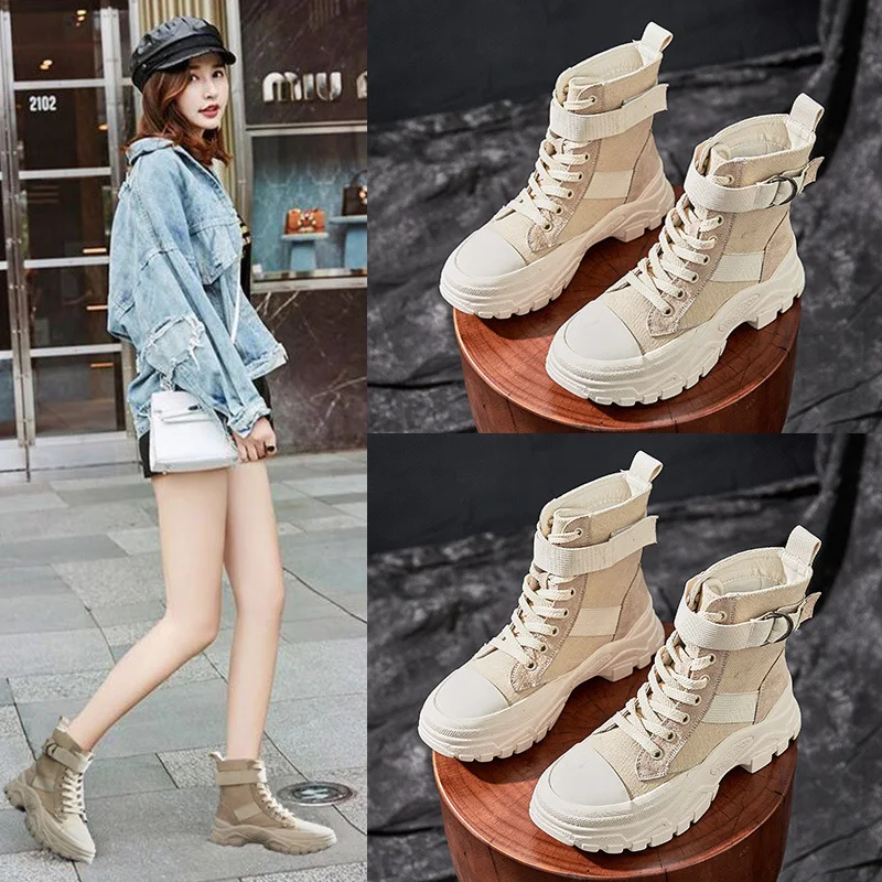 Koovan/женские ботинки Женская обувь Сезон осень Дышащая 2019 новые сапоги с толстой