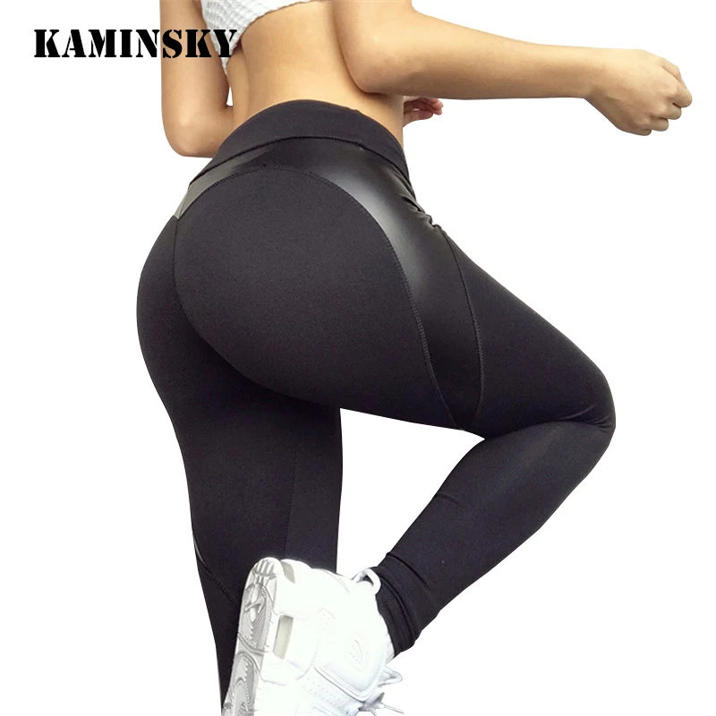 Женские штаны для фитнеса Kaminsky черные спортивные Леггинсы с высокой талией и