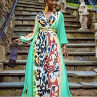 md african print dresses for women 2022 elegant chiffon evening dress ladies clothing dubai abaya plus size kaftan long boubou