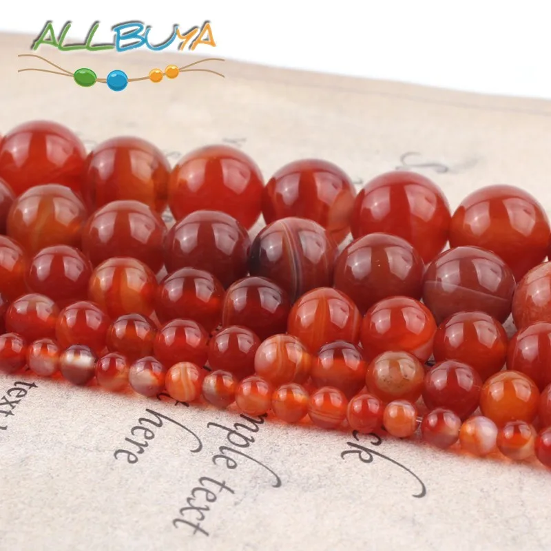 

Natural Stone Orange Red Agates Carnelian Round Gem Loose Beads 15" Strand 4 6 8 10 12 14 16 MM Pick Size For DIY Jewelry Making