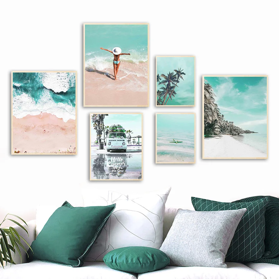 

Beach Coconut Tree Cars Starfish Ocean Wall Art Canvas Painting Nordic Posters And Prints Wall Pictures For Living Room Decor