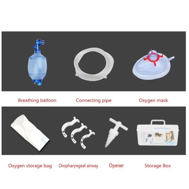 

2020 New Adult/Children/Infant Manual Resuscitator PVC Ambu Bag Oxygen Tube First Aid Kit