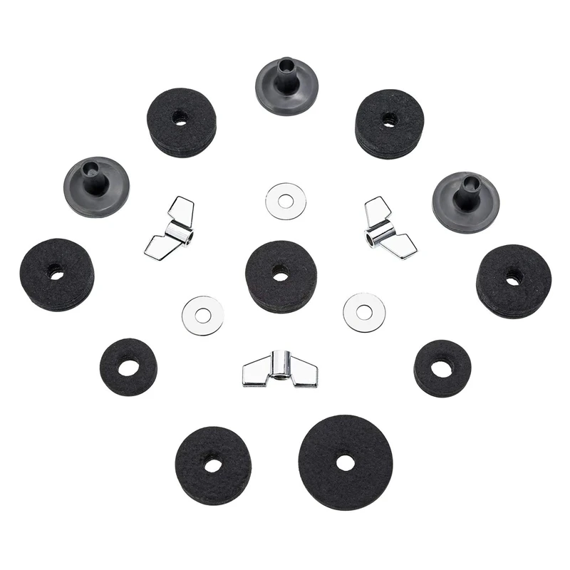 

18 Pcs Drum Felt Set Cymbal Replacement Accessories Cymbal Sleeves Wing Nuts Washers Wool Felt Pads