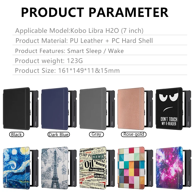 Магнитный чехол для нового Kobo Libra H2O 7 ''дюймовая электронная книга тонкий защитный чехол для kobo e-reader N873 smart stand