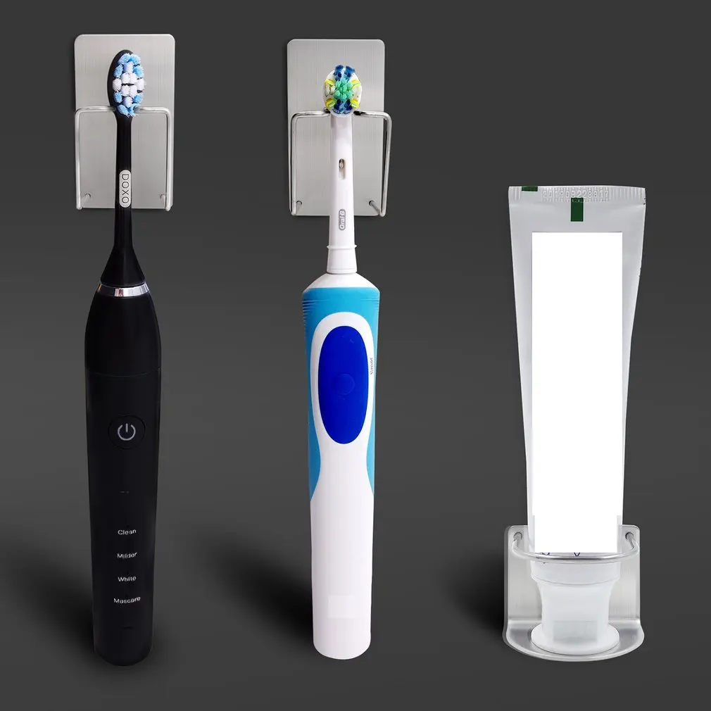 Stainless Steel Toothpaste Holder Bathroom Storage Rack Free Punching Toothbrush Set Electric Brush Head | Обустройство дома