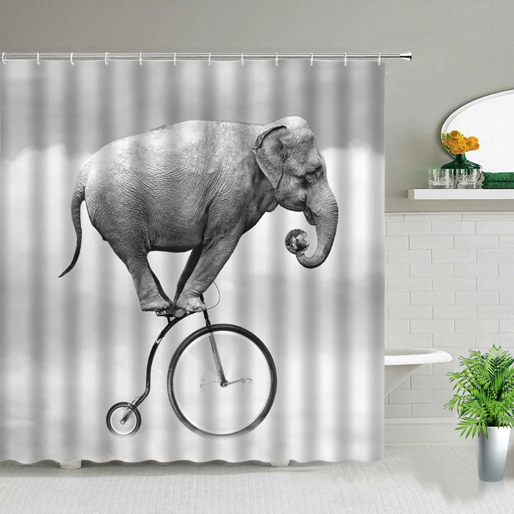 Водонепроницаемая занавеска для душа с принтом слона набор занавески ванной