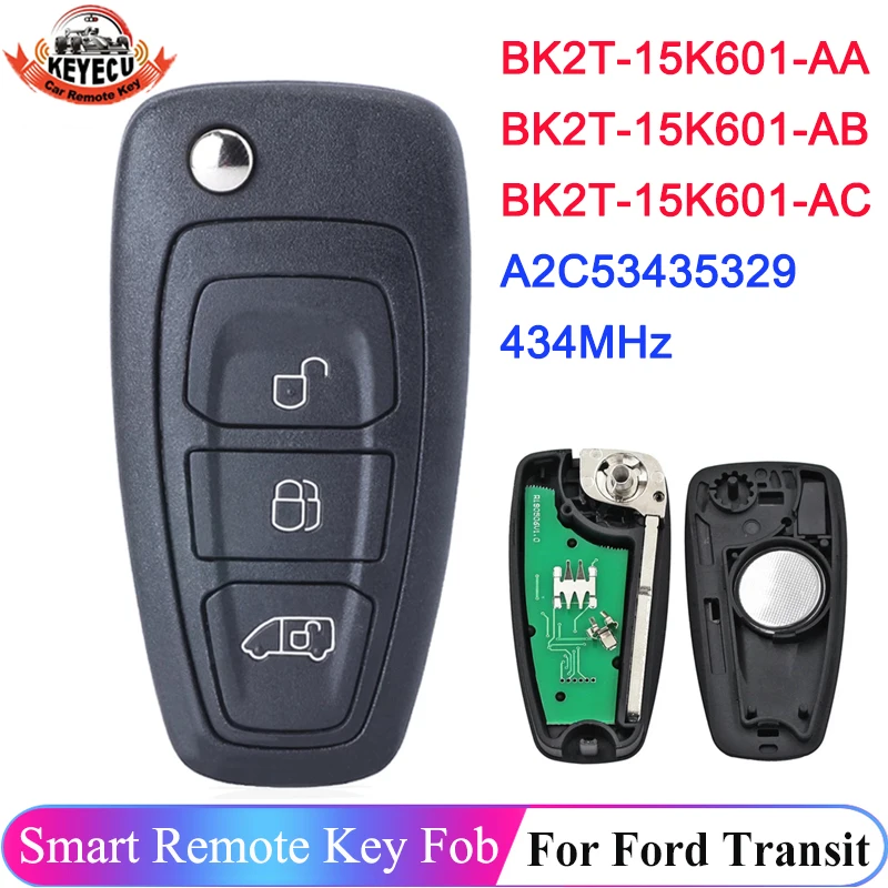 

KEYECU For Ford Tourne Transit Transit Custom 2012 2013 2014 2015 2016 BK2T-15K601-AA AB AC 434MHz Remote Key 4D83 ID63 Chip