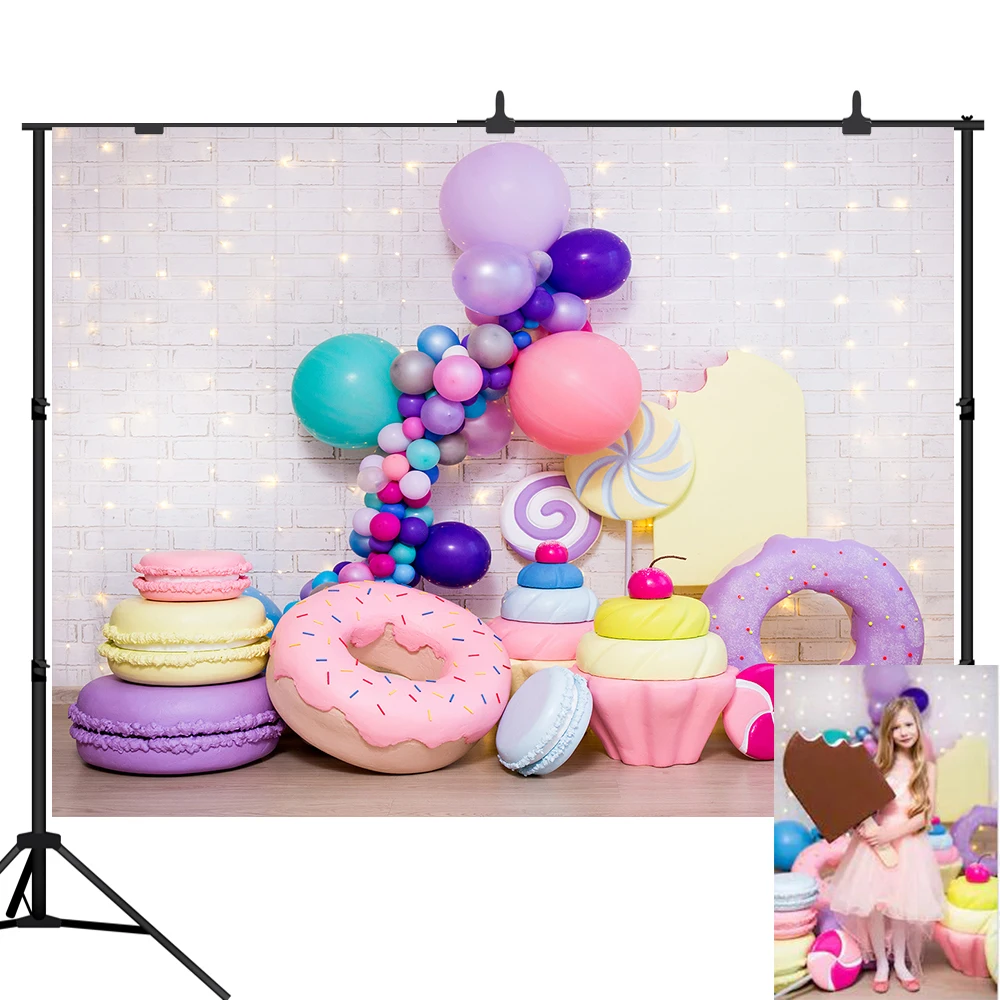 Lyavshi для фотосъемки с изображением леденца на палочке торт День рождения баннер кирпич настенный шар десертный стол с декорацией задние пла...