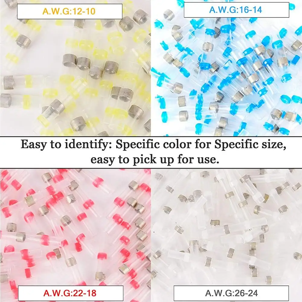 

IZTOSS 100pcs 16-14AWG Waterproof Solder Seal Heat Shrink Butt Terminal Connectors with Soldering Sleeve PJ-076BL-100-Z