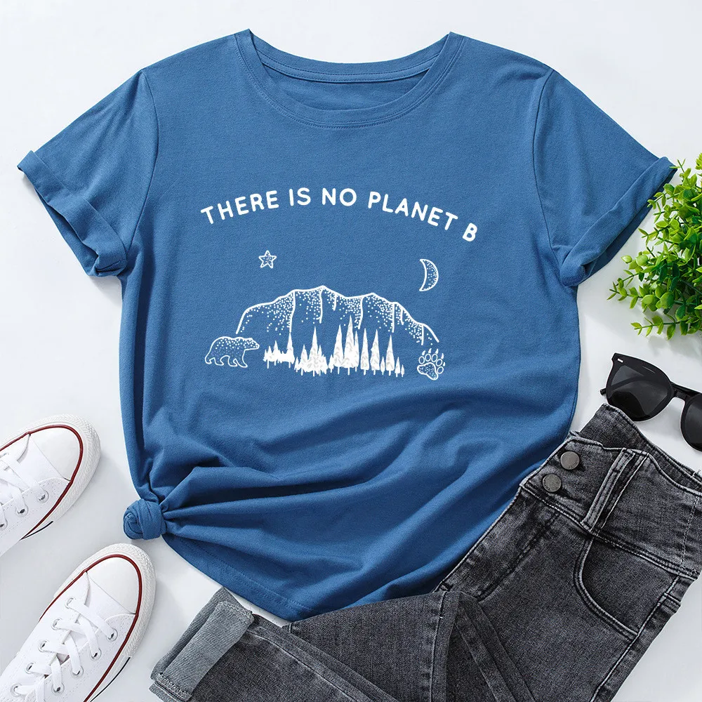 

5XL Plus Size Woman Tshirts BEAR Moon Print TShirt Women 100%Cotton Tops O Neck Short Sleeve Tees Summer T-Shirt Women Shirts