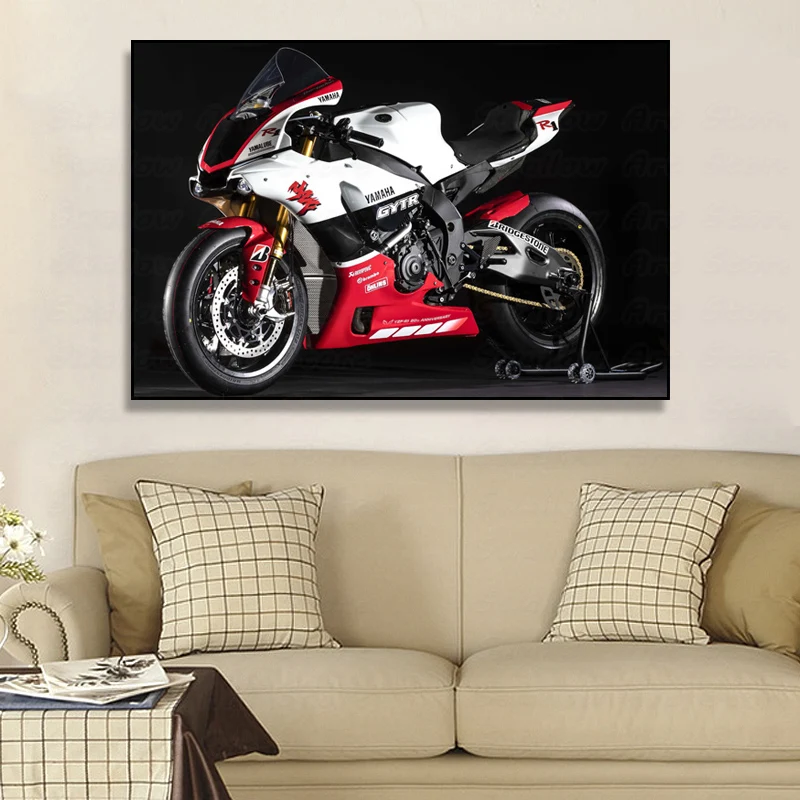 Современная Художественная Картина на холсте Superbike Yamahas YZF R1 GYTR 20 юбилей настенные