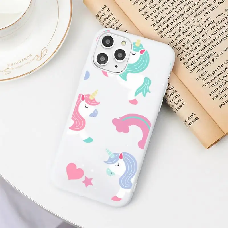 

rainbow pink unicorn Phone Case Candy Color for iPhone 6 7 8 11 12 s mini pro X XS XR MAX Plus