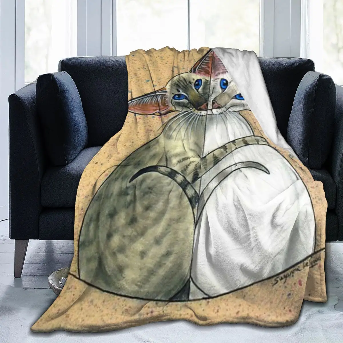 

Cute 3D Cat Printing Flannel Blanket Sheet Bedding Soft Blanket Bed Cover Home Textile Decoration Blanket