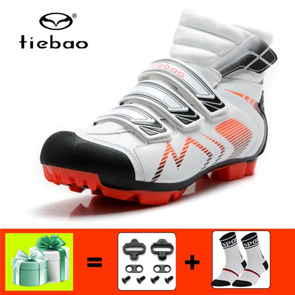 1686 white with gift TIEBAO sapatilha ciclismo mtb Мужская зимняя обувь с самоблокирующимся замком SPD patillas MTB Мужская обувь для внедорожников, велосипедная обувь суперзвезды - Цвет: 1686 white with gift