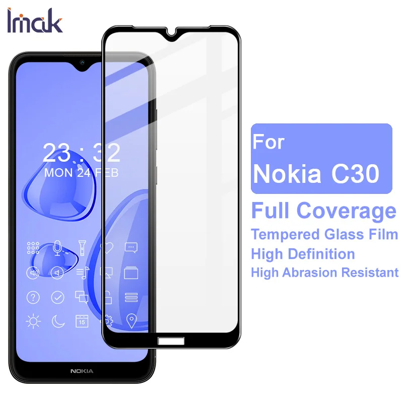 

For Nokia C30 6.82" imak Pro+ Tempered Glass Protector For Nokia C 30 Full Screen Glue Guard Film NK C30 Glass