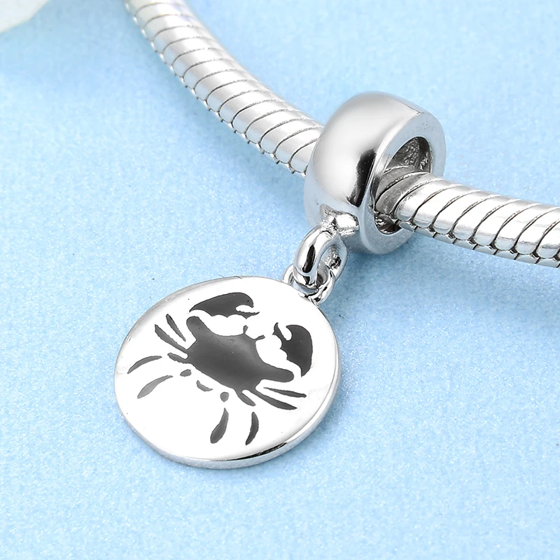 925 пробы серебряный 12 Созвездие Рак круглой формы Изящные Подвески бусины