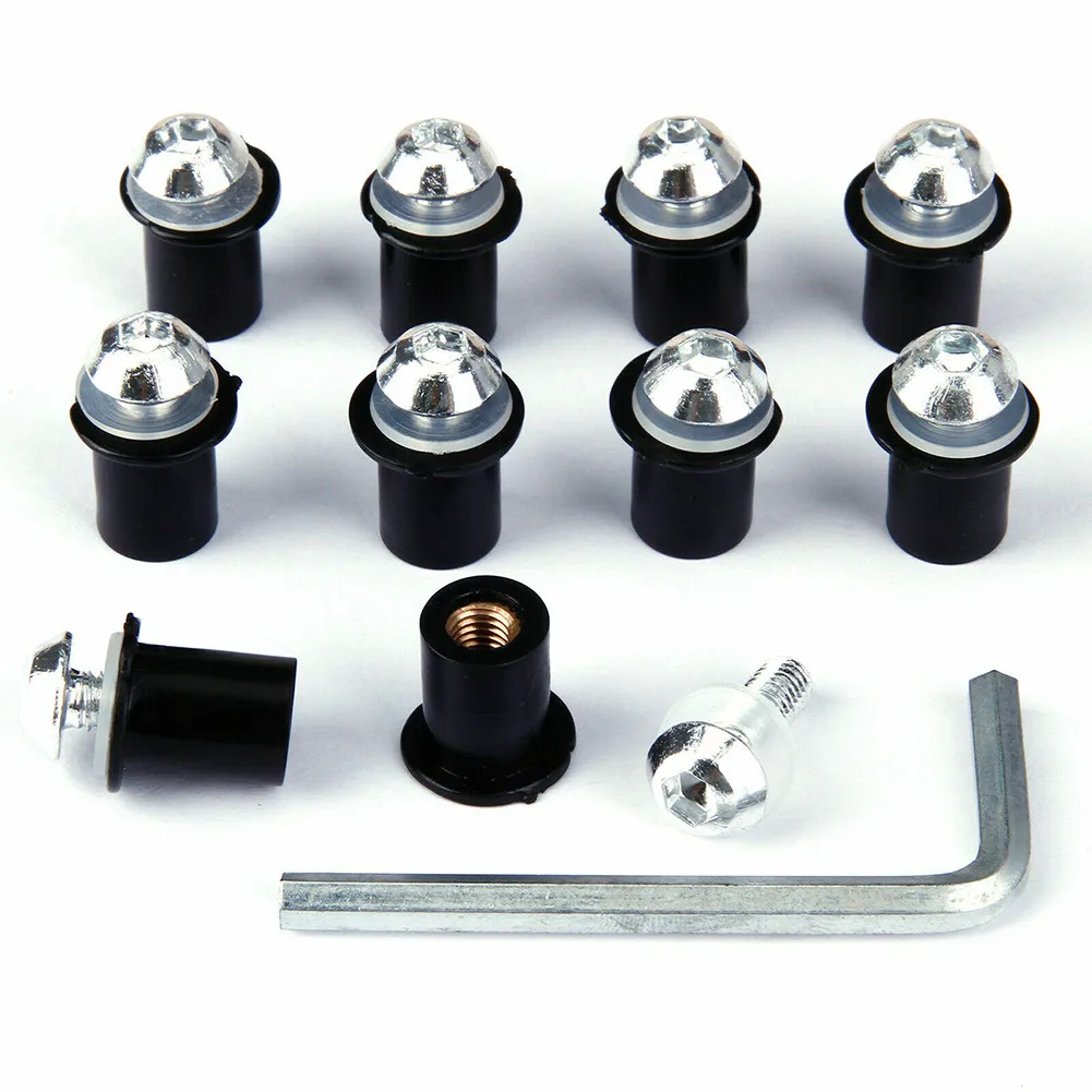 

10pcs Nuts Hex Key Washers M5 Bolts Aluminum Alloy For Motorcycle Windscreen