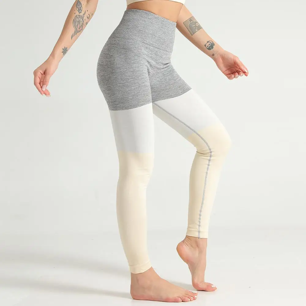 Free Shipping Knitted seamless sports suit contrast color stitching yoga pants fitness bra tights GMY clothing for women |