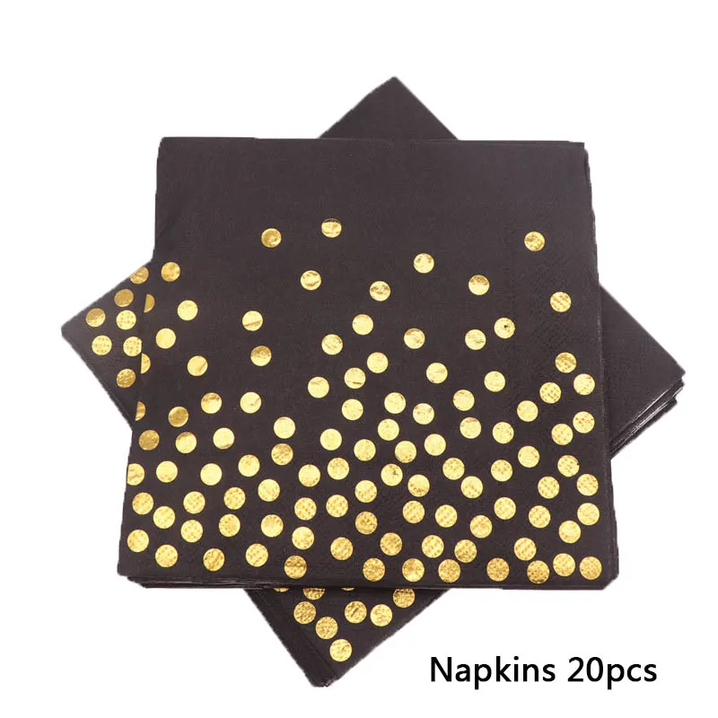 Napkins20pcs 40 шт./лот золотые Красочные вечерние принадлежности бумажные тарелки салфетки под чашки мультфильм день рождения украшения на Рамадан для детей девочек Baby Shower - Цвет: Napkins20pcs