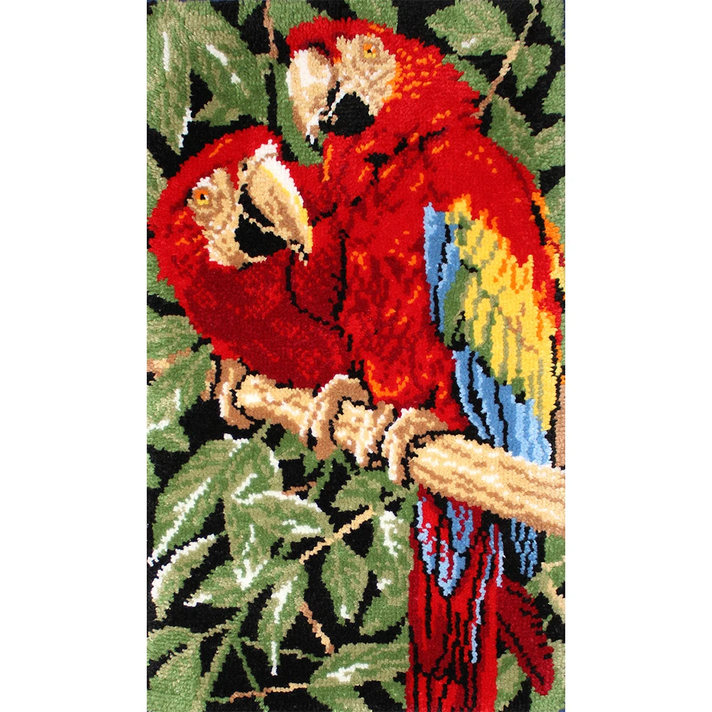 

Carpet embroidery set Parrot Latch hook rug kit with Pre-Printed Patter Foamiran for needlework do it yourself Home decoration