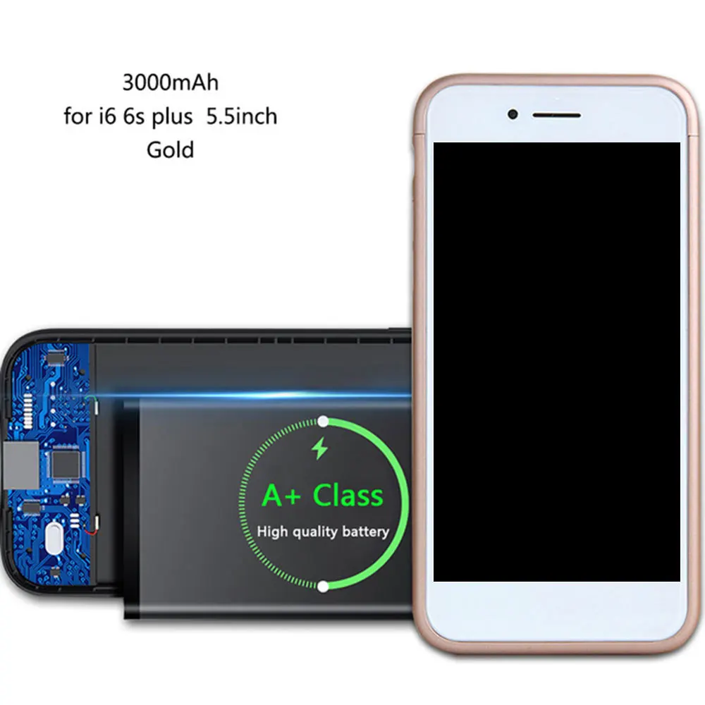 Тонкий Батарея Зарядное устройство чехол для iPhone 6 6S плюс Мощность банк заряда чехол для iPhone6 внешний Мощность банк чехол Крышка 2500/3000 мАч - Цвет: Gold for 6 6s plus