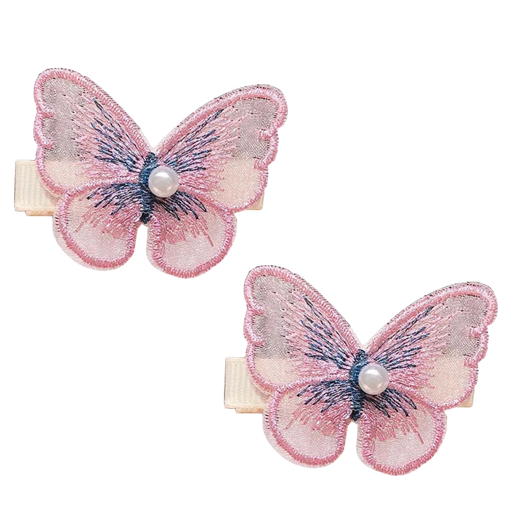 

1 Pair Creative Hair Pins Butterfly Pearl Decor Embroidery Hair Clips Hair Accessories For Girl Women Clothing Accessorie