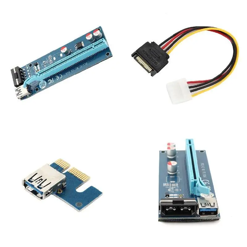 VER006S 60 см PCIE 1X до 16X PCI Express Райзер карта для майнера 3 0 кабель SATA к 4 контактному