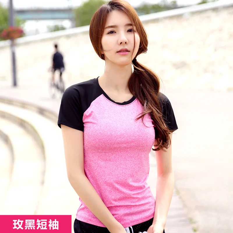 Спортивная футболка с коротким рукавом женская для бега тренажерного зала