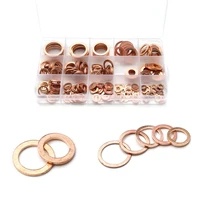 250pcs m5 m18 solid copper crush flat ring washer gasket for hardware accessories spacer oil brake sealing kit with box