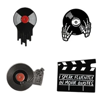 black record art enamel pin badges for women vintage enamel brooch badges for backpack pins metal jewelry brooches for backpack