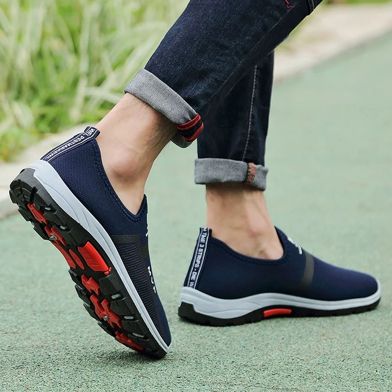 

Man Breathable Sneakers Out Flat Casual Shoes Soft Comfortable Slip on Walking Shoes Soft Sole Plus Size38-46