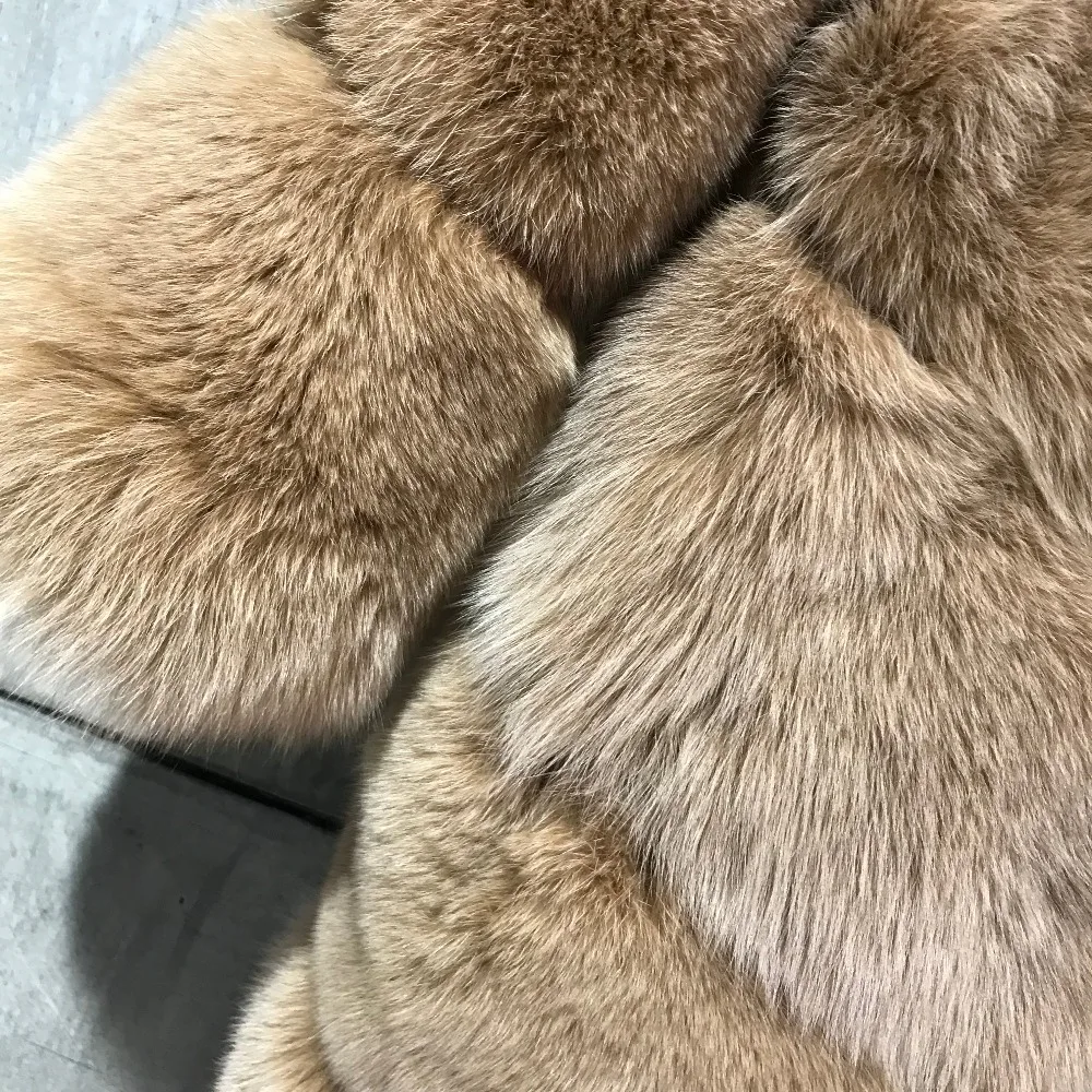 

real lady natural women fox coat fur winter outwear three quarter sleeve