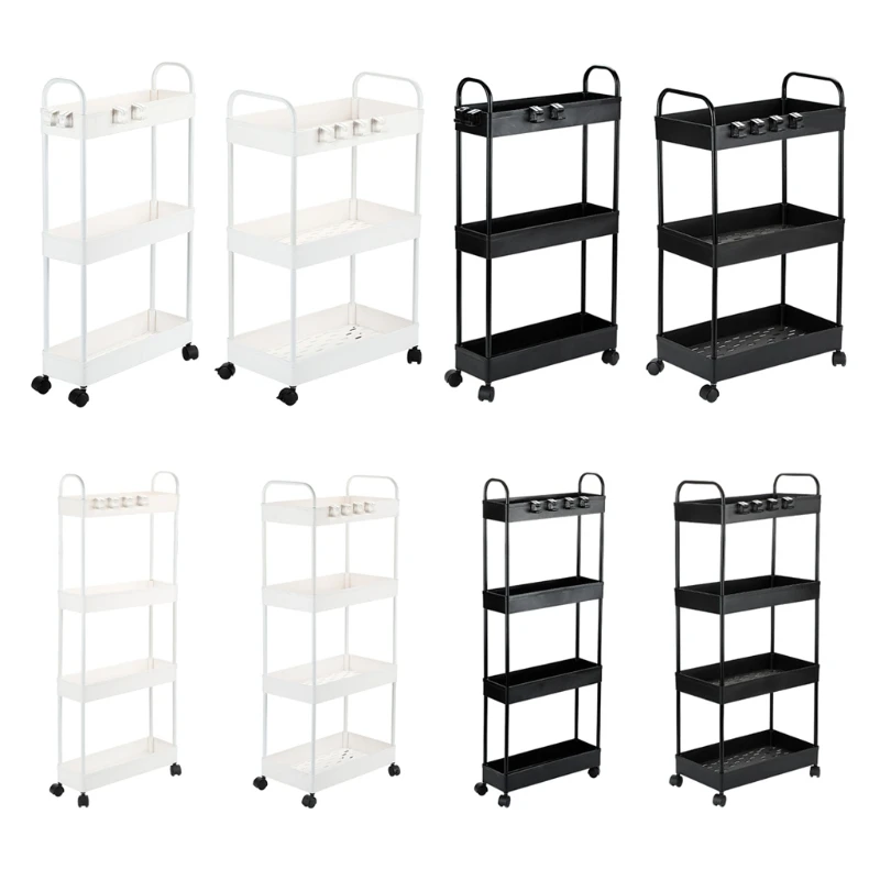 

Вращающаяся тележка для хранения, 3/4 яруса, мобильный стеллаж, органайзер, ванная комната, кухня