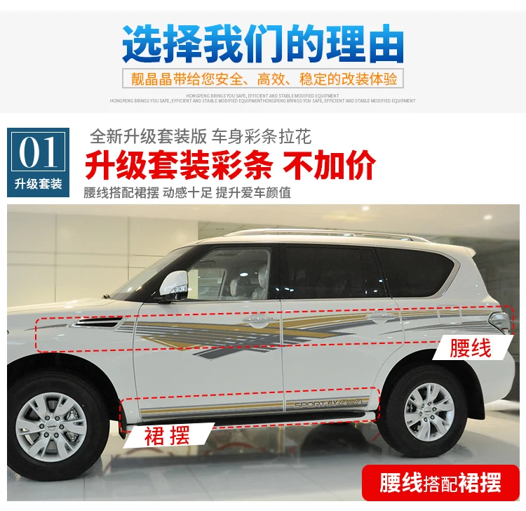 Для Nissan Patrol Y62 2012- автомобильный стикер внешний вид украшения модифицированный Patrol Y61 Y62 стикер линия талии Аппликация Украшение