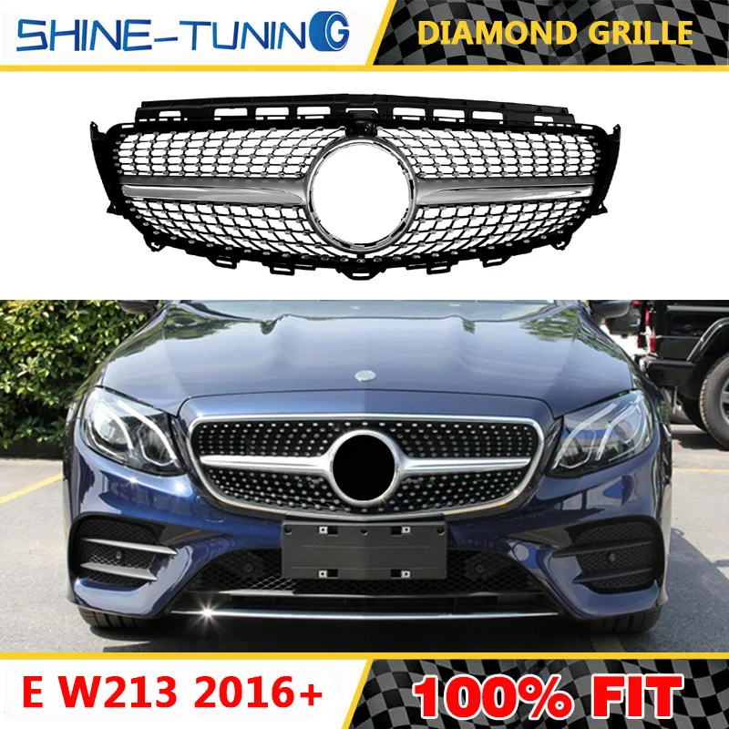 Без эмблемы Алмазная решетка c238 W238 гриль подходит для E Class W213 2016 E43 45 E200 E300 E250 E320 E350
