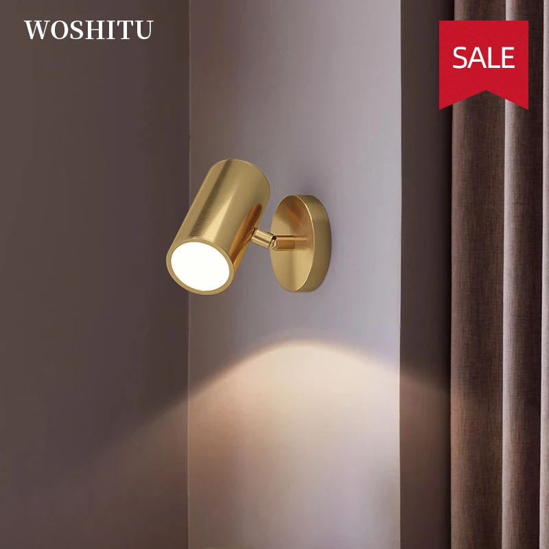 

LED Wall Lamp for Living Room Bedroom Bedside Brass Wall Lights Modern Gold Spotlight Home Wall Decoration Aisle Lighting