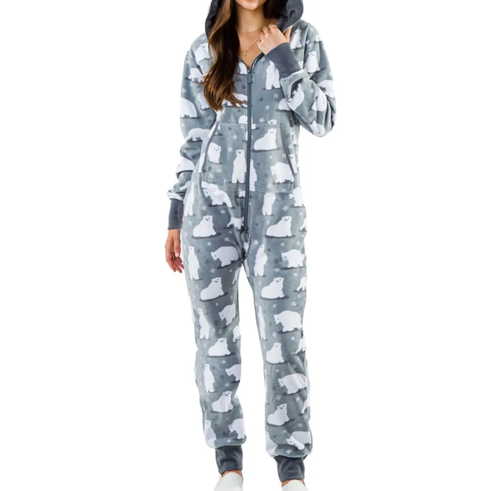 

Jumpsuit Pajamas Nightgown Women's Winter Sleepwear Long Sleeves Thick Jumpsuit With Hooded Homewear Pajamas Robes 2021 New