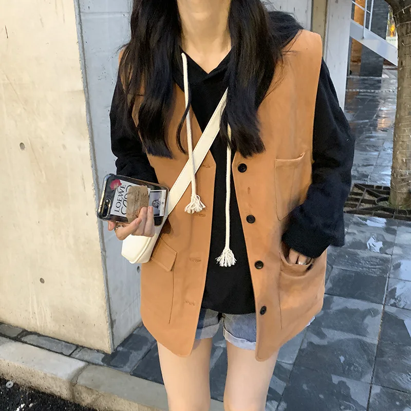 Куртка без рукавов для женщин 2019 корейская одежда женский японский стиль жилет