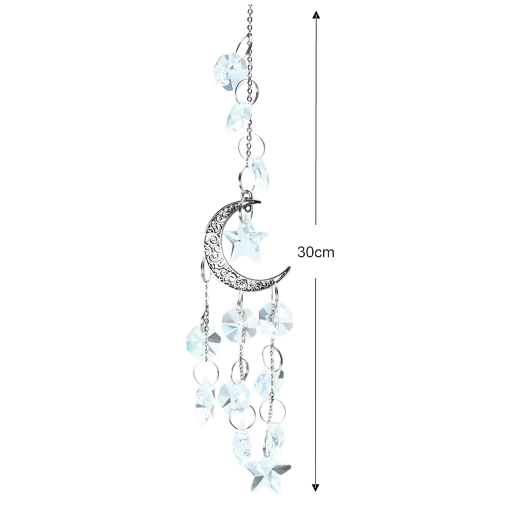 

Crystal Moon Star Wind Chime Pendant Colorful Hanging Drops Ornament Rainbow Maker Home Garden DIY Decorations