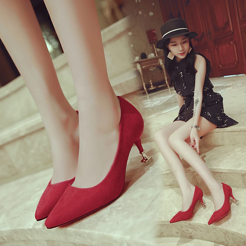 

Europe and America high heels fashion wild pointed womens shoes rhinestones buckle stiletto wedding shoes elegant single shoes