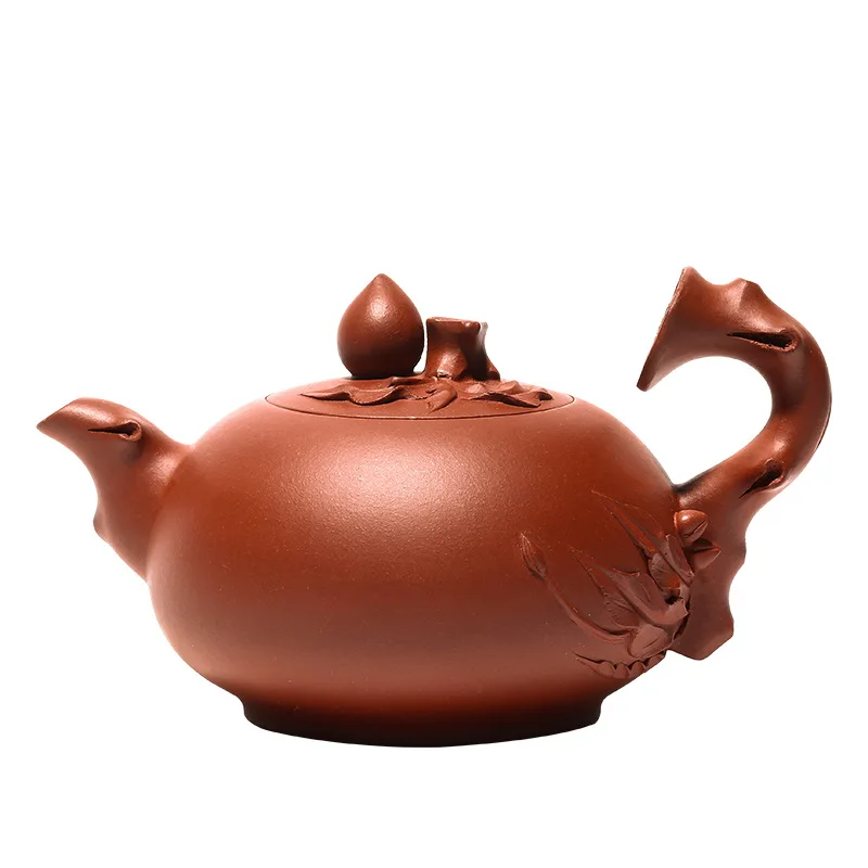 

Yixing yuankuang Qing cement purple clay teapot famous all handmade Shoutao teapot Kung Fu tea set clay painted flower tea pot